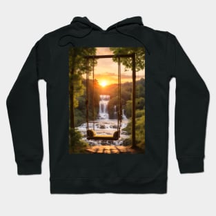 Mountain Waterfall in the Forest Nature Photograph Hoodie